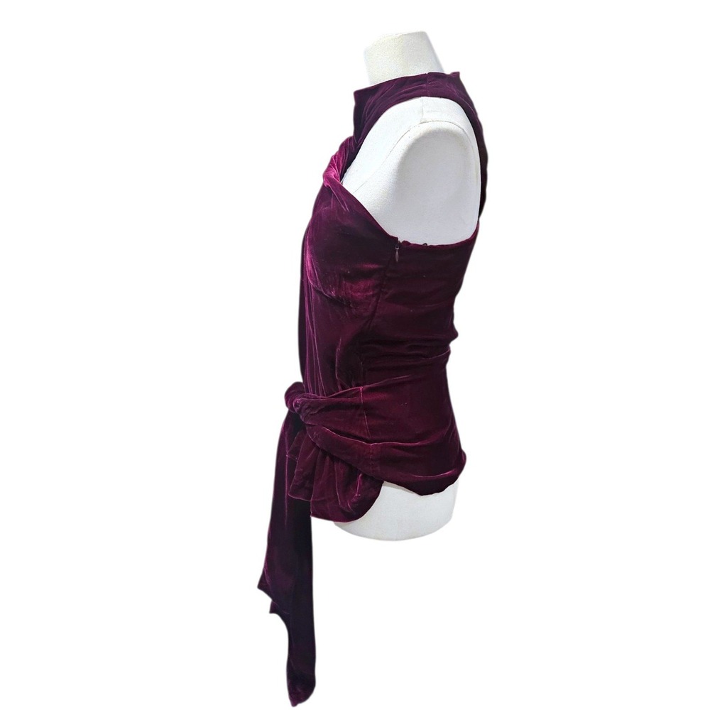 Stella McCartney Grape Velvet One Shoulder Tie Waist Top 6T0035SJ824 Italy - Picture 2 of 10